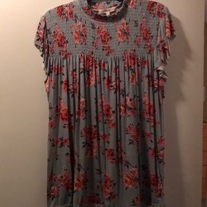 Floral with neck detail top